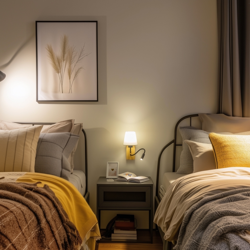 Brilagi - LED Flexibel vägglampa NUBILA WOOD 1xE27/25W/230V + LED/3W ek/grädde