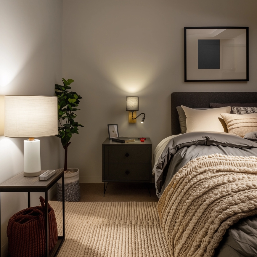 Brilagi - LED Flexibel vägglampa NUBILA WOOD 1xE27/25W/230V + LED/3W ek/svart