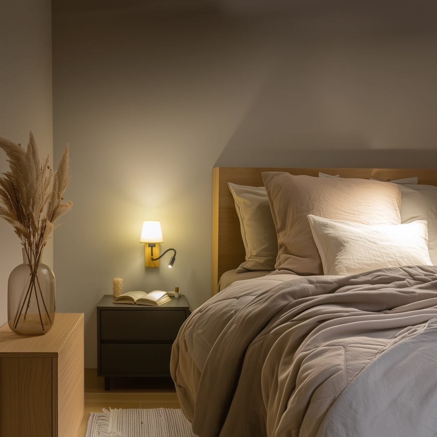 Brilagi - LED Flexibel vägglampa NUBILA WOOD 1xE27/25W/230V + LED/3W ek/vit