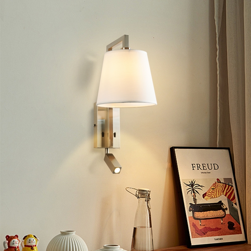 Brilagi - LED vägglampa RAYA 1xE14/40W/230V + LED/3W vit/matt krom