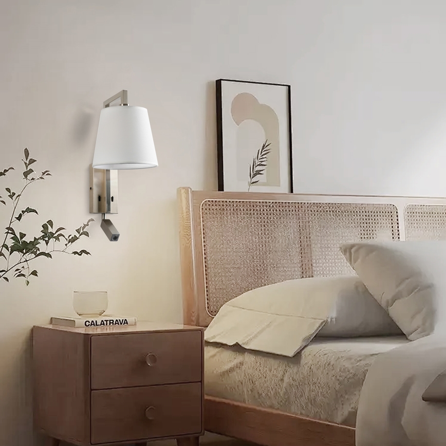 Brilagi - LED vägglampa RAYA 1xE14/40W/230V + LED/3W vit/matt krom