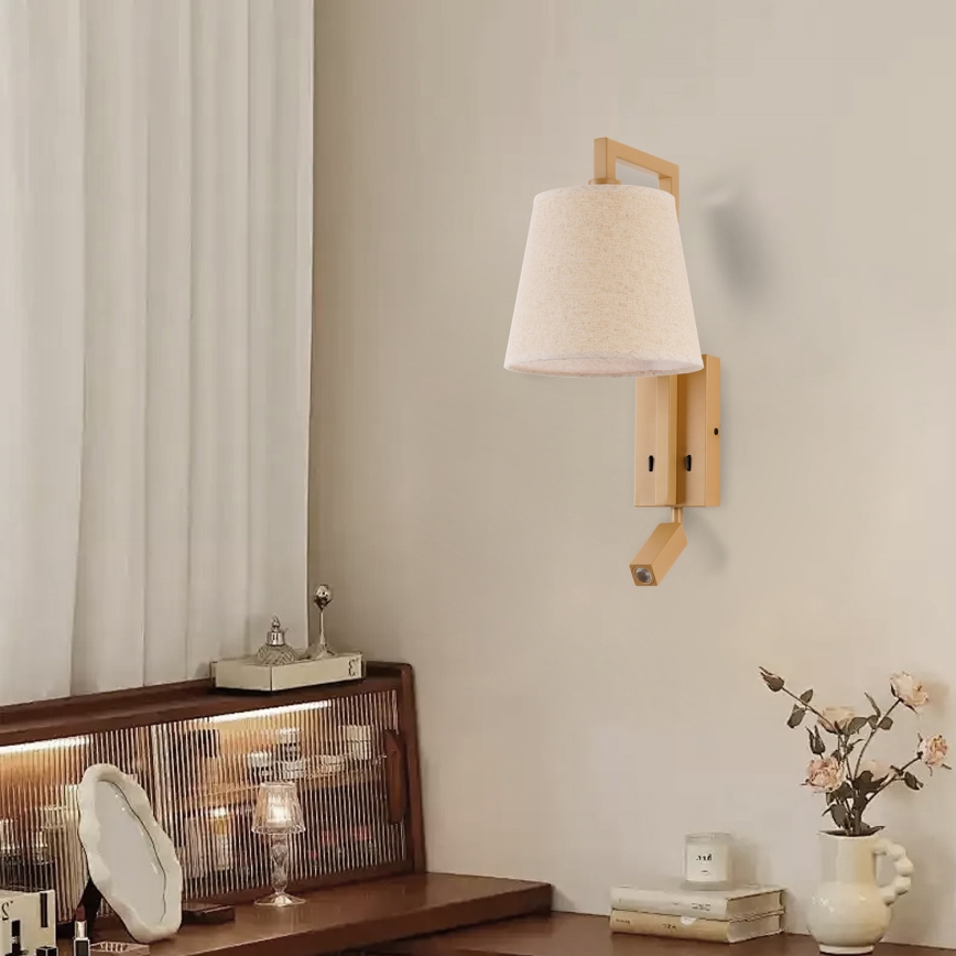 Brilagi - LED vägglampa RAYAS 1xE14/40W/230V + LED/3W lin/beige