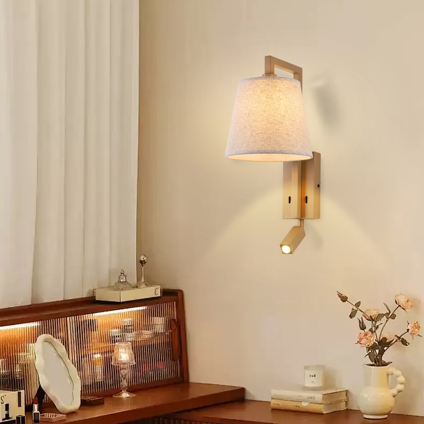 Brilagi - LED vägglampa RAYAS 1xE14/40W/230V + LED/3W lin/beige