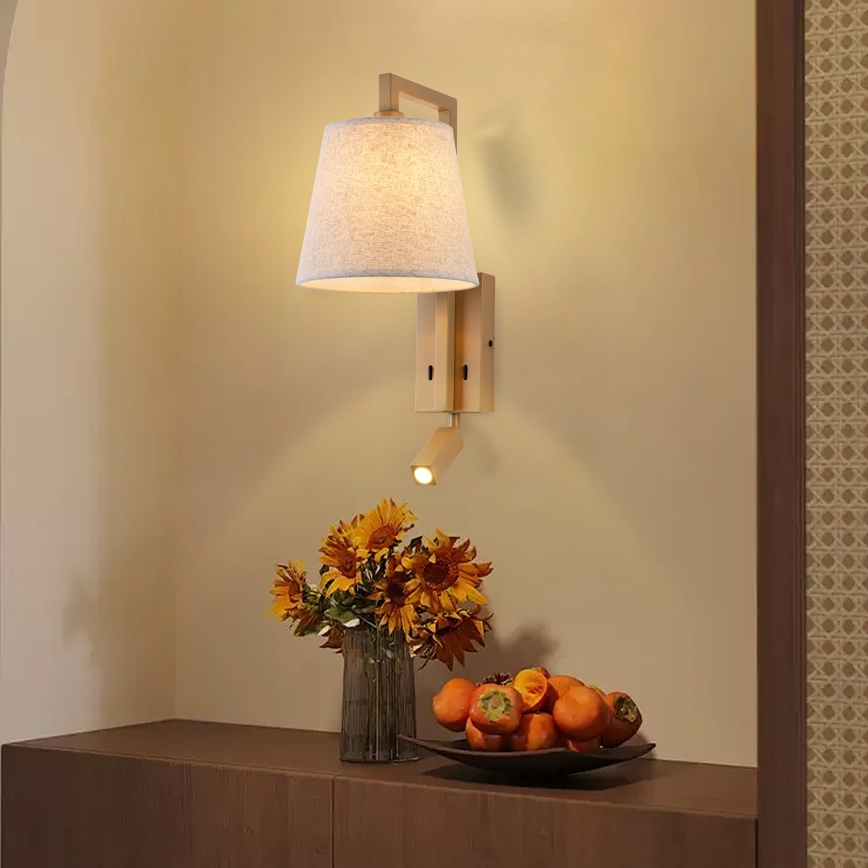 Brilagi - LED vägglampa RAYAS 1xE14/40W/230V + LED/3W lin/beige