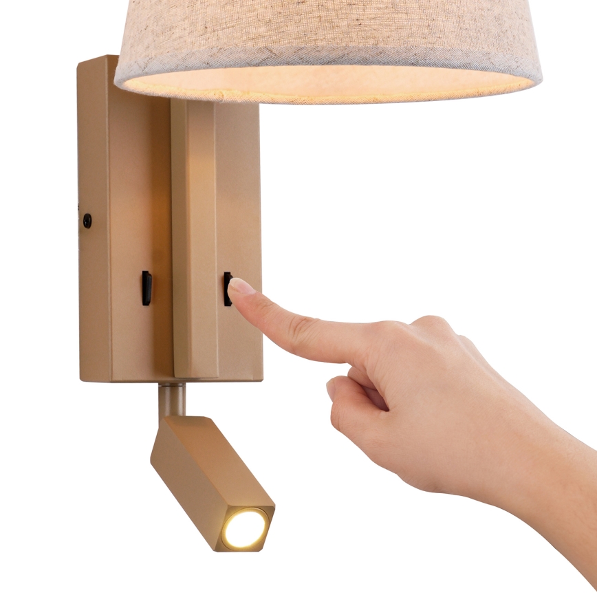 Brilagi - LED vägglampa RAYAS 1xE14/40W/230V + LED/3W lin/beige