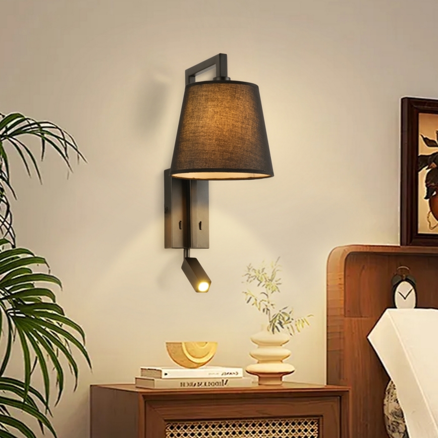 Brilagi - LED vägglampa RAYAS 1xE14/40W/230V + LED/3W svart