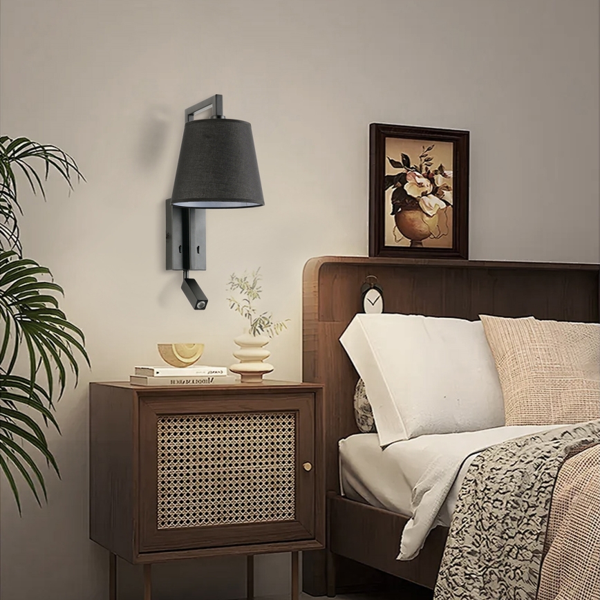 Brilagi - LED vägglampa RAYAS 1xE14/40W/230V + LED/3W svart