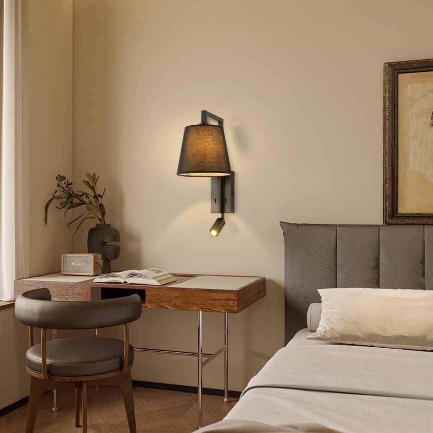 Brilagi - LED vägglampa RAYAS 1xE14/40W/230V + LED/3W svart