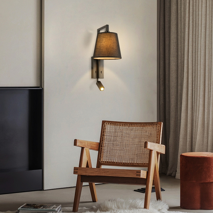 Brilagi - LED vägglampa RAYAS 1xE14/40W/230V + LED/3W svart