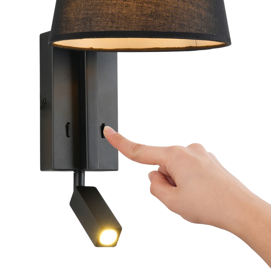 Brilagi - LED vägglampa RAYAS 1xE14/40W/230V + LED/3W svart