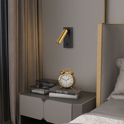 Brilagi - LED väggspotlight MAYA LED/3W/230V 4000K svart/guld