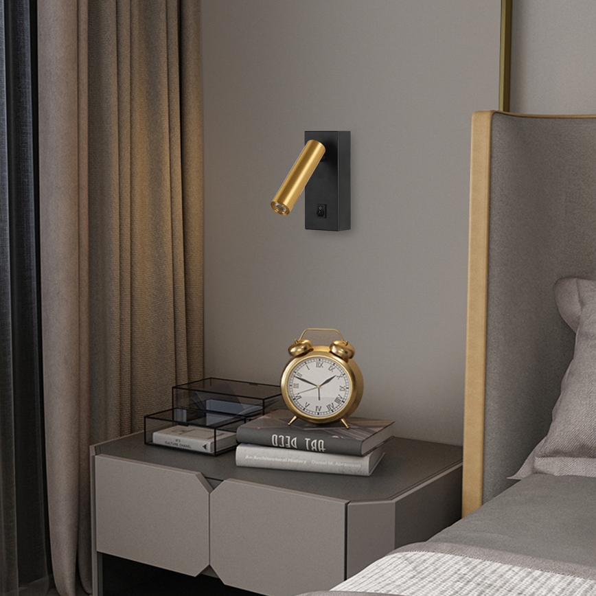 Brilagi - LED väggspotlight MAYA LED/3W/230V 4000K svart/guld