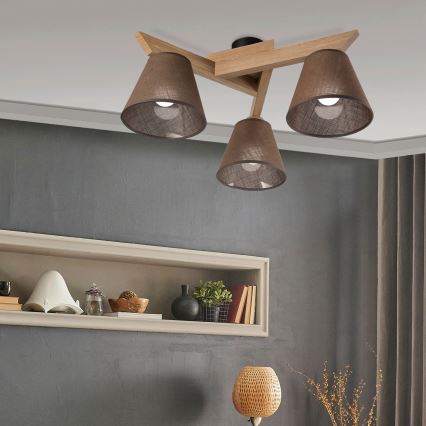 Brilagi - LED  Ytmonterad ljuskrona ANTHONY 3xE14/40W/230V ek/brun