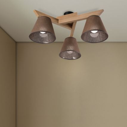 Brilagi - LED  Ytmonterad ljuskrona ANTHONY 3xE14/40W/230V ek/brun