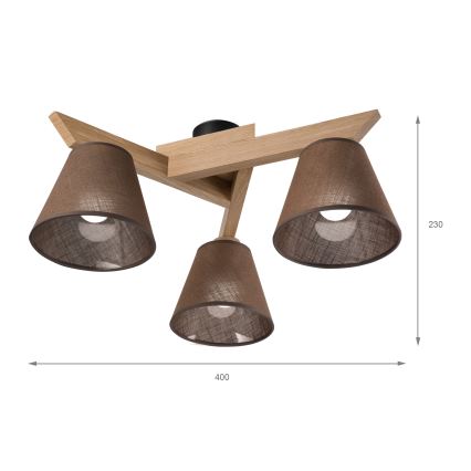 Brilagi - LED  Ytmonterad ljuskrona ANTHONY 3xE14/40W/230V ek/brun