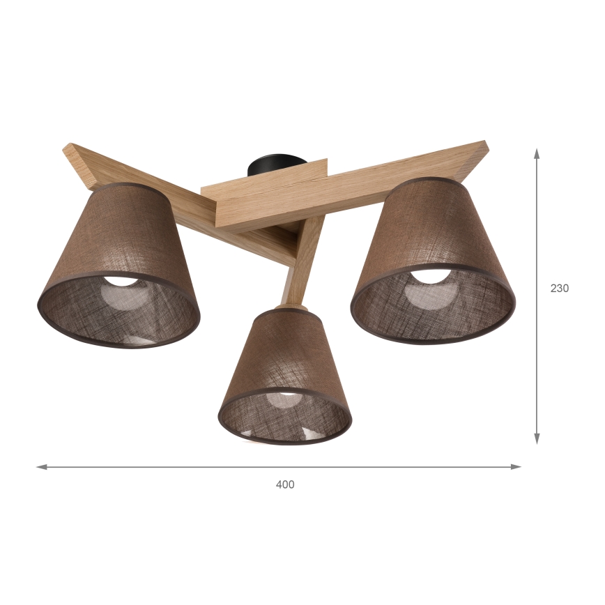 Brilagi - LED  Ytmonterad ljuskrona ANTHONY 3xE14/40W/230V ek/brun