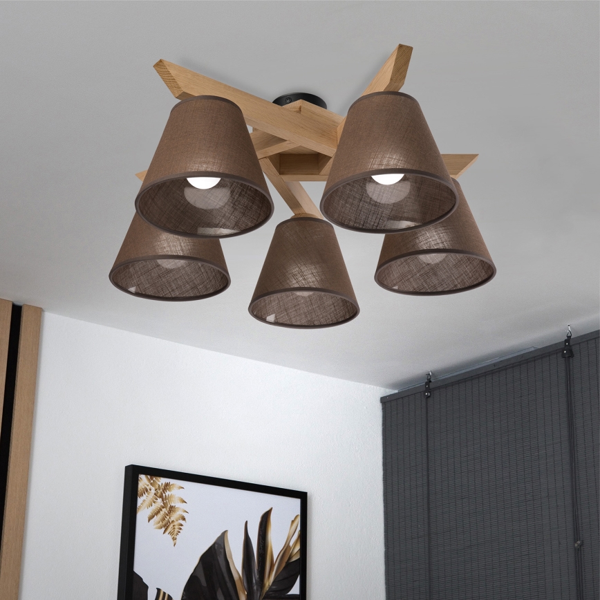 Brilagi - LED  Ytmonterad ljuskrona ANTHONY 5xE14/40W/230V ek/brun