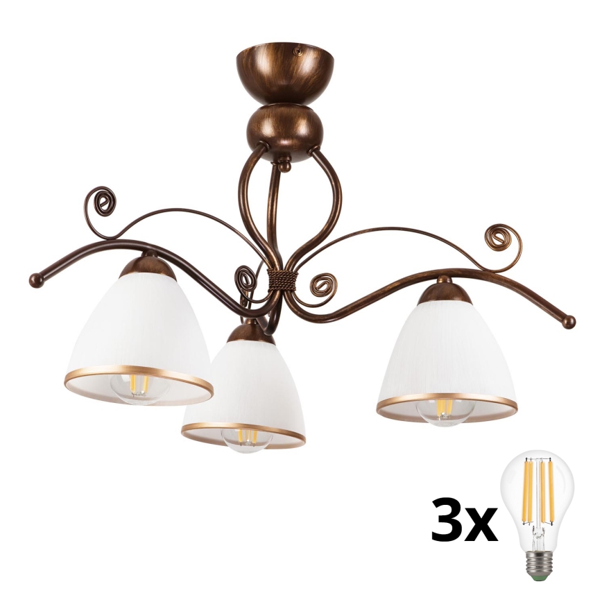 Brilagi - LED ytmonterad ljuskrona ANTICO 3xE27/60W/230V brons patina
