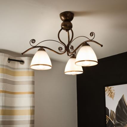 Brilagi - LED ytmonterad ljuskrona ANTICO 3xE27/60W/230V brons patina