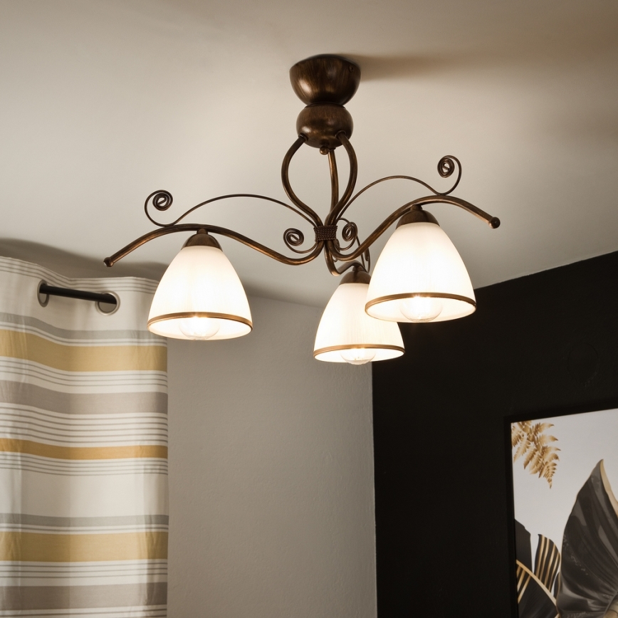 Brilagi - LED ytmonterad ljuskrona ANTICO 3xE27/60W/230V brons patina