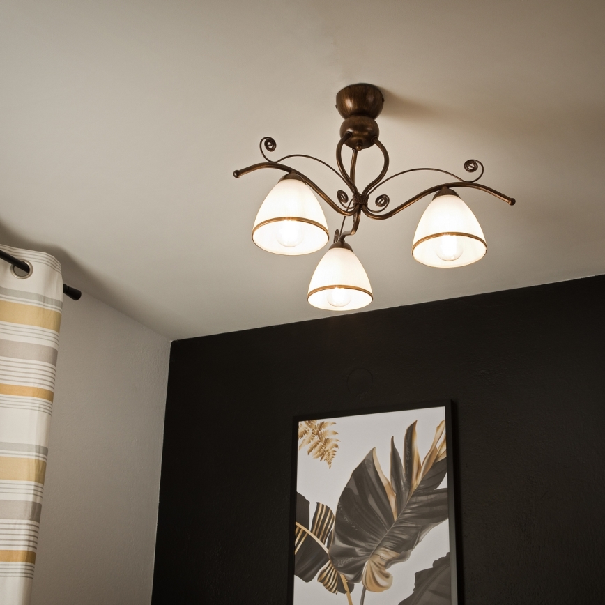 Brilagi - LED ytmonterad ljuskrona ANTICO 3xE27/60W/230V brons patina