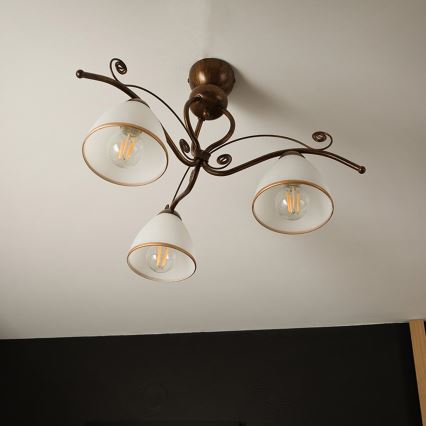 Brilagi - LED ytmonterad ljuskrona ANTICO 3xE27/60W/230V brons patina