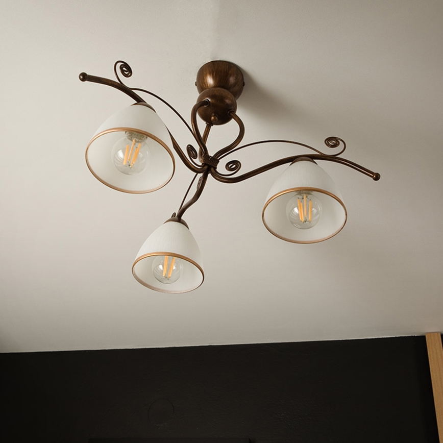 Brilagi - LED ytmonterad ljuskrona ANTICO 3xE27/60W/230V brons patina