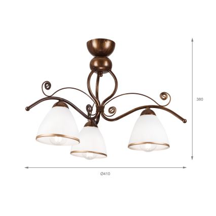Brilagi - LED ytmonterad ljuskrona ANTICO 3xE27/60W/230V brons patina