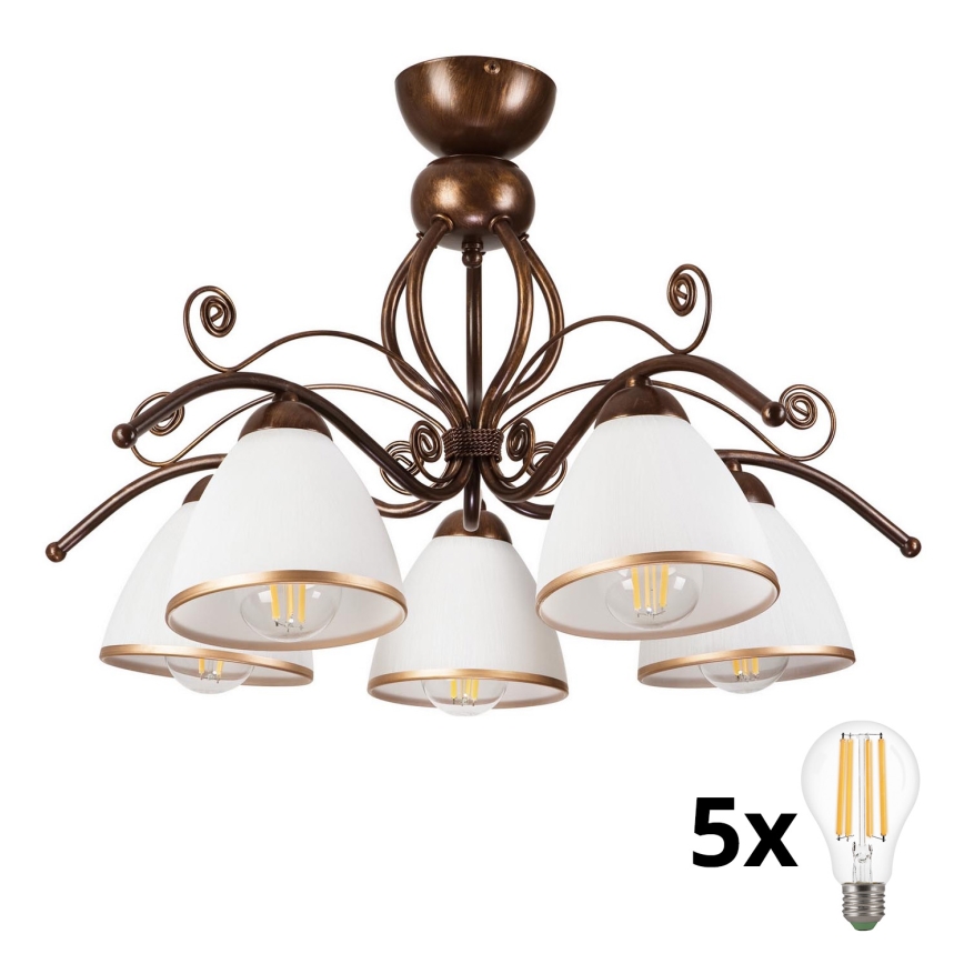 Brilagi - LED ytmonterad ljuskrona ANTICO 5xE27/60W/230V brons patina