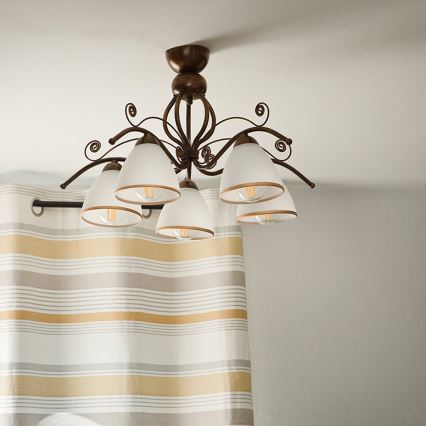 Brilagi - LED ytmonterad ljuskrona ANTICO 5xE27/60W/230V brons patina