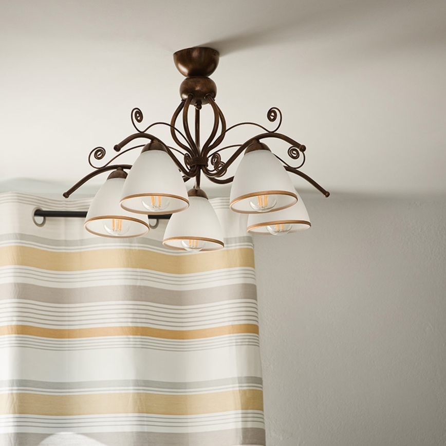 Brilagi - LED ytmonterad ljuskrona ANTICO 5xE27/60W/230V brons patina