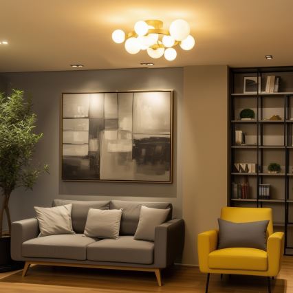 Brilagi - LED ytmonterad ljuskrona MILLA 10xG9/3W/230V guld/vit