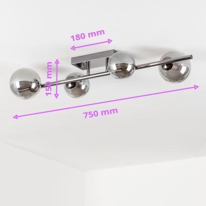 Brilagi - LED ytmonterad ljuskrona MILLA 4xG9/3W/230V skinande krom/rökig
