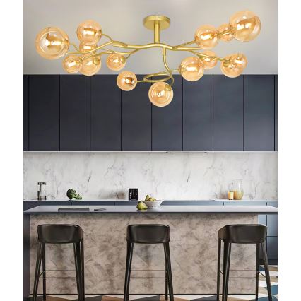 Brilagi - LED ytmonterad ljuskrona MISTEL 15xG9/3W/230V guld