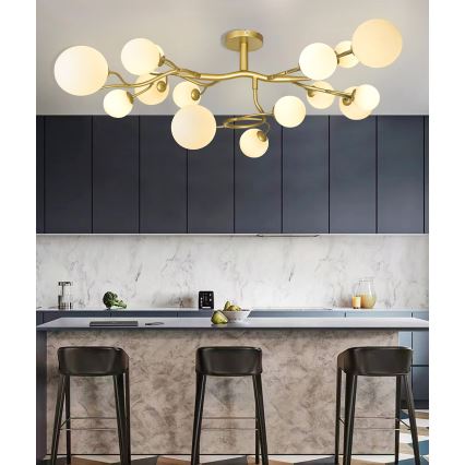 Brilagi - LED ytmonterad ljuskrona MISTEL 15xG9/3W/230V guld/vit