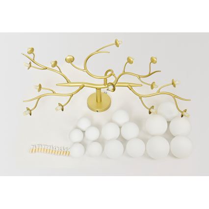 Brilagi - LED ytmonterad ljuskrona MISTEL 15xG9/3W/230V guld/vit