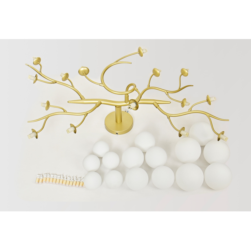 Brilagi - LED ytmonterad ljuskrona MISTEL 15xG9/3W/230V guld/vit