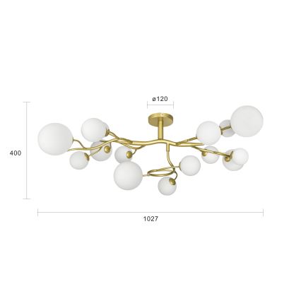 Brilagi - LED ytmonterad ljuskrona MISTEL 15xG9/3W/230V guld/vit