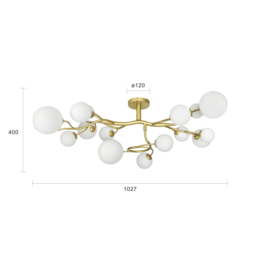 Brilagi - LED ytmonterad ljuskrona MISTEL 15xG9/3W/230V guld/vit