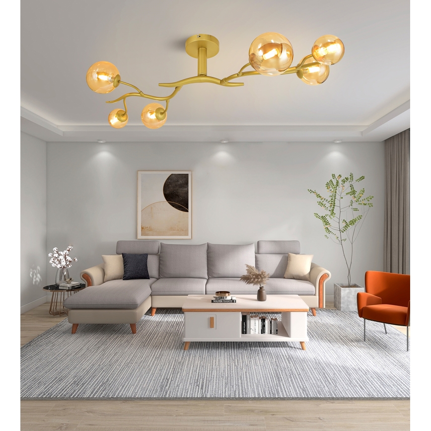Brilagi - LED ytmonterad ljuskrona MISTEL 6xG9/3W/230V guld