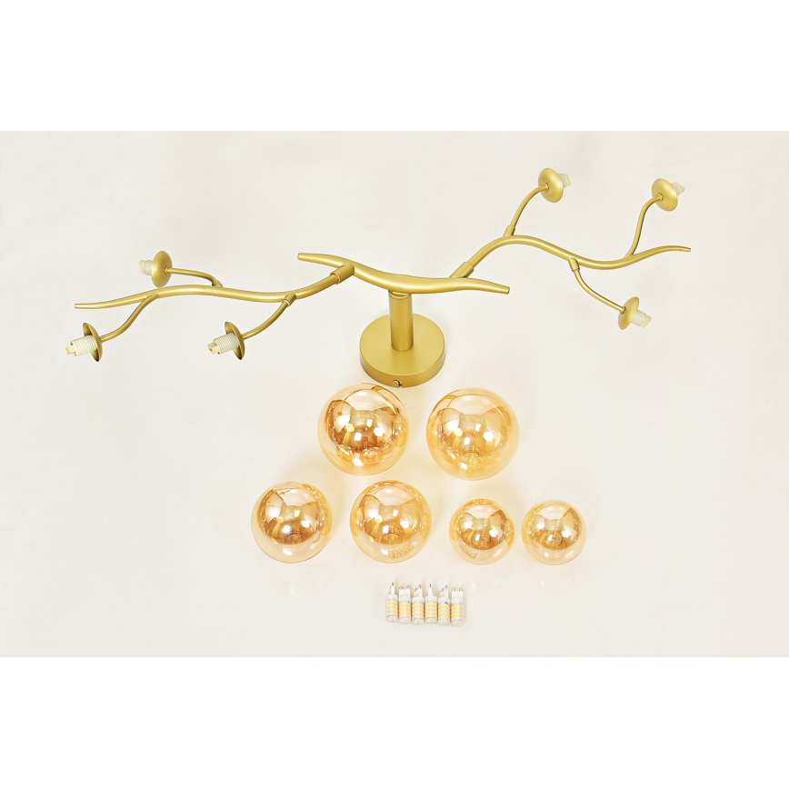 Brilagi - LED ytmonterad ljuskrona MISTEL 6xG9/3W/230V guld