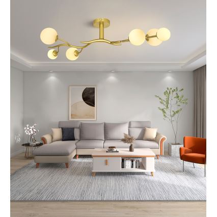 Brilagi - LED ytmonterad ljuskrona MISTEL 6xG9/3W/230V guld/vit