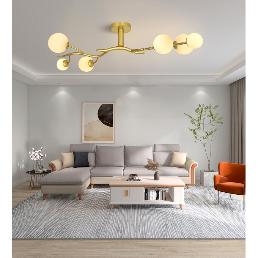 Brilagi - LED ytmonterad ljuskrona MISTEL 6xG9/3W/230V guld/vit