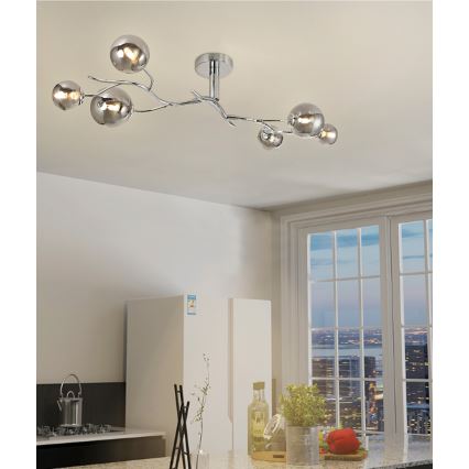 Brilagi - LED ytmonterad ljuskrona MISTEL 6xG9/3W/230V skinande krom/rökig