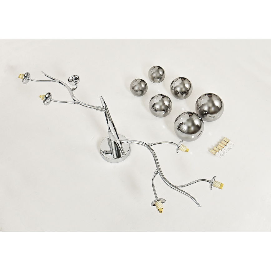 Brilagi - LED ytmonterad ljuskrona MISTEL 6xG9/3W/230V skinande krom/rökig