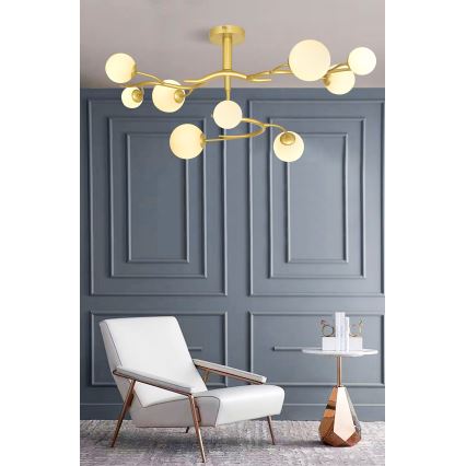 Brilagi - LED ytmonterad ljuskrona MISTEL 9xG9/3W/230V guld/vit
