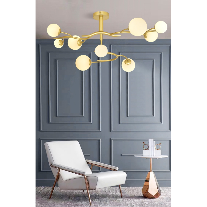 Brilagi - LED ytmonterad ljuskrona MISTEL 9xG9/3W/230V guld/vit