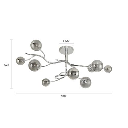 Brilagi - LED ytmonterad ljuskrona MISTEL 9xG9/3W/230V skinande krom/rökig