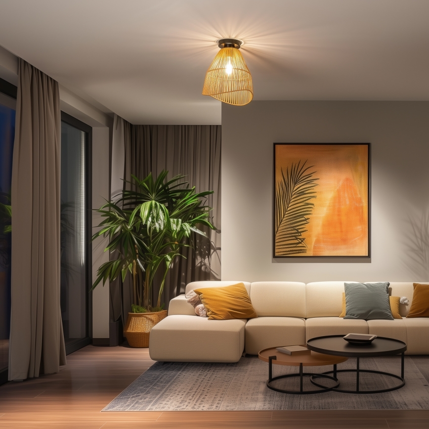 Brilagi - LED-ytmonterad taklampa CERIA BOHO 1x E27/40W/230V Ø 30 cm brun