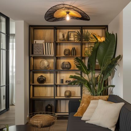 Brilagi - LED ytmonterad taklampa CERIA BOHO 1xE27/40W/230V Ø 50 cm svart/brun